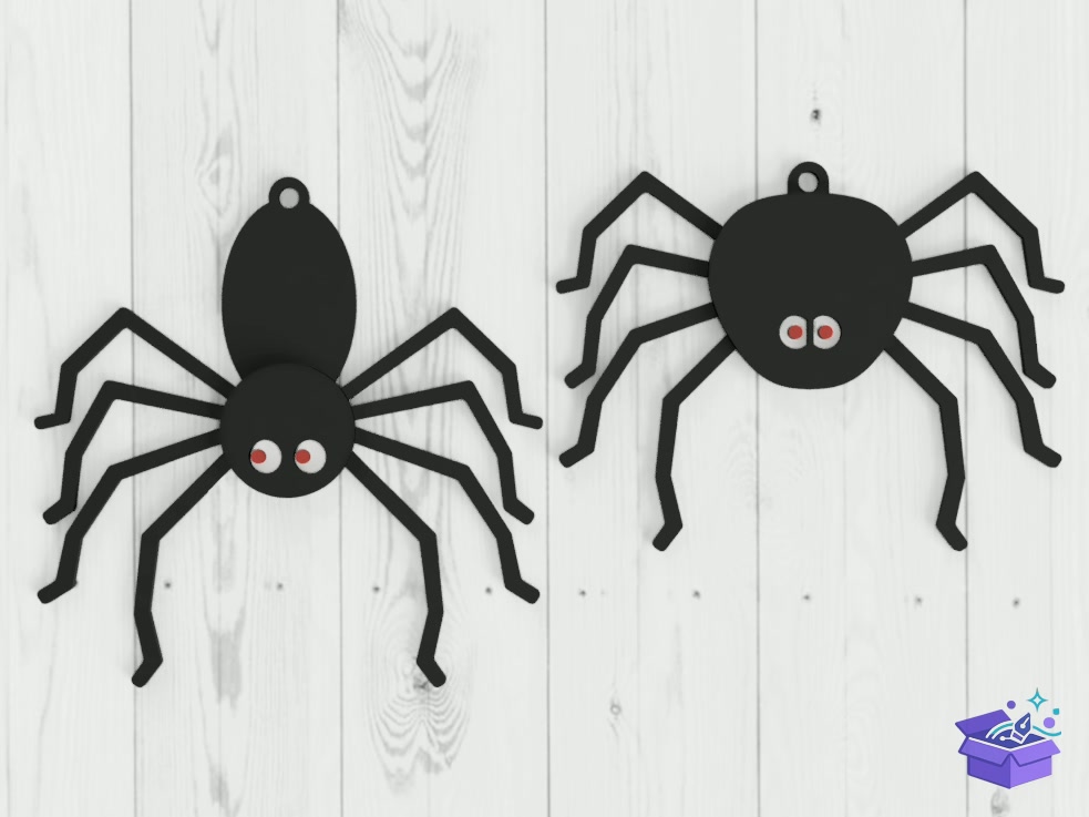 Lazer Kesim Two Hanging Spiders Wall - Lazer Kesim ve Çizim Dosyası (SVG, DXF, EPS, PNG) - detaylı önizleme 2