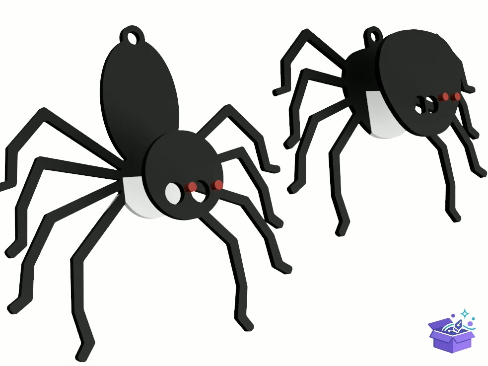 Lazer Kesim Two Hanging Spiders Wall - Lazer Kesim ve Çizim Dosyası (SVG, DXF, EPS, PNG) - detaylı önizleme 3