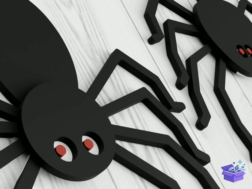Lazer Kesim Two Hanging Spiders Wall - Lazer Kesim ve Çizim Dosyası (SVG, DXF, EPS, PNG) - detaylı önizleme 4