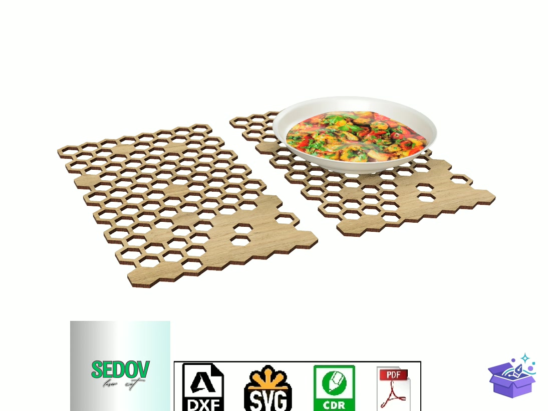Lazer Kesim Honeycomb Hot Plate Stand - Lazer Kesim ve Çizim Dosyası (SVG, DXF, EPS, PNG) - Lazer Kesim Dosyaları İndir (DXF, SVG, EPS)