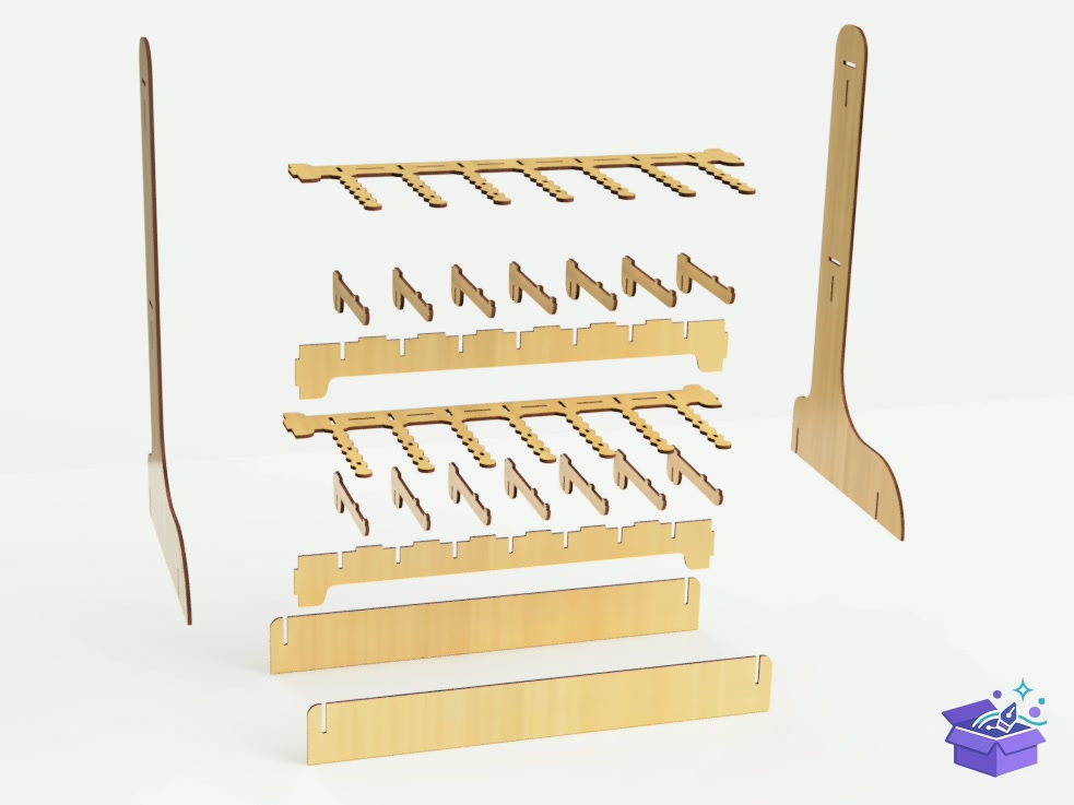 Key Chains Lazer Kesim Display Case 3 Size - Lazer Kesim ve Çizim Dosyası (SVG, DXF, EPS, PNG) - detaylı önizleme 3