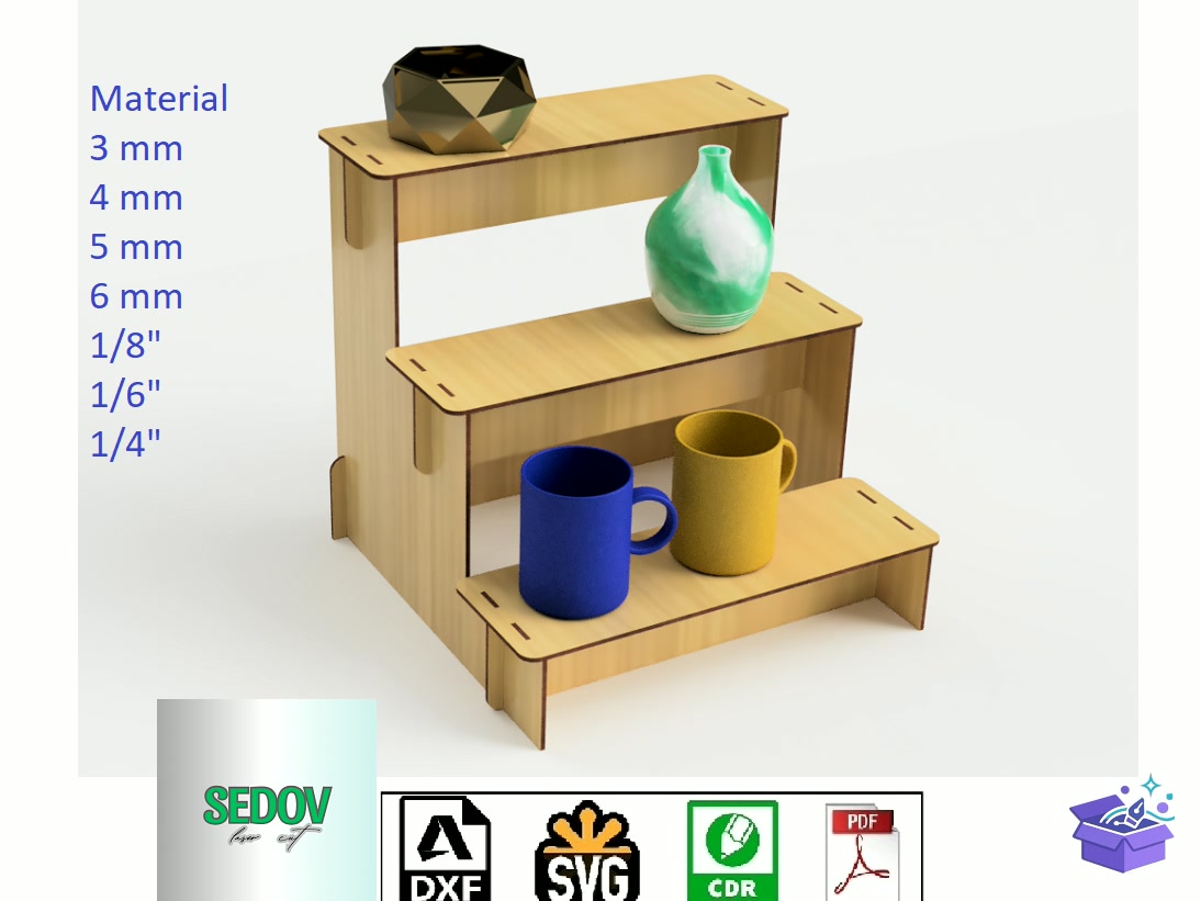Lazer Kesim Retail Shelving Showcase - Lazer Kesim ve Çizim Dosyası (SVG, DXF, EPS, PNG) - detaylı önizleme 6