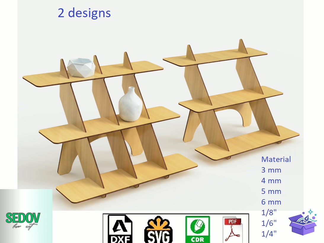 Lazer Kesim 3 Level Desktop Raflar - Lazer Kesim ve Çizim Dosyası (SVG, DXF, EPS, PNG) - Lazer Kesim Dosyaları İndir (DXF, SVG, AI)