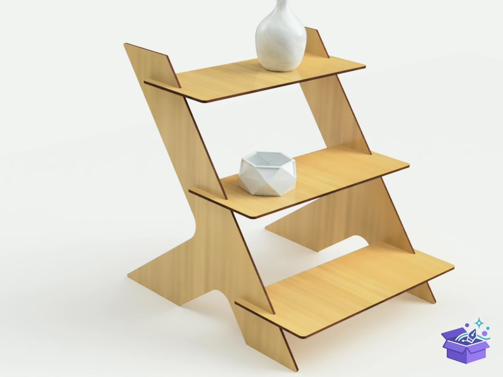 Lazer Kesim 3 Tier Duvar Rafı Store Showcase - Lazer Kesim ve Çizim Dosyası (SVG, DXF, EPS, PNG) - detaylı önizleme 4