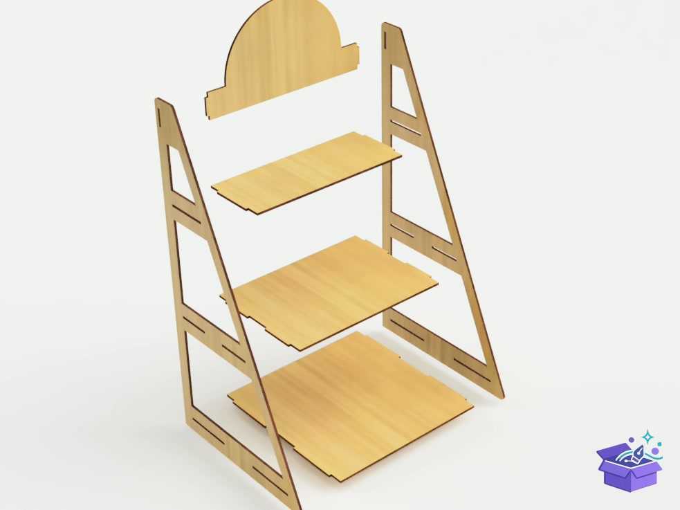Lazer Kesim 3 Tier Display Case 2 Sizes - Lazer Kesim ve Çizim Dosyası (SVG, DXF, EPS, PNG) - detaylı önizleme 3
