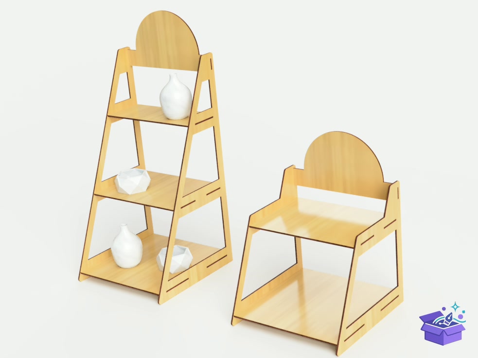 Lazer Kesim 3 Tier Display Case 2 Sizes - Lazer Kesim ve Çizim Dosyası (SVG, DXF, EPS, PNG) - detaylı önizleme 4