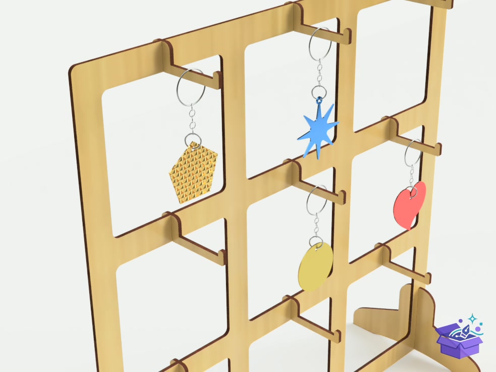 Lazer Kesim Şablon Key Chain Stand - Lazer Kesim ve Çizim Dosyası (SVG, DXF, EPS, PNG) - detaylı önizleme 4