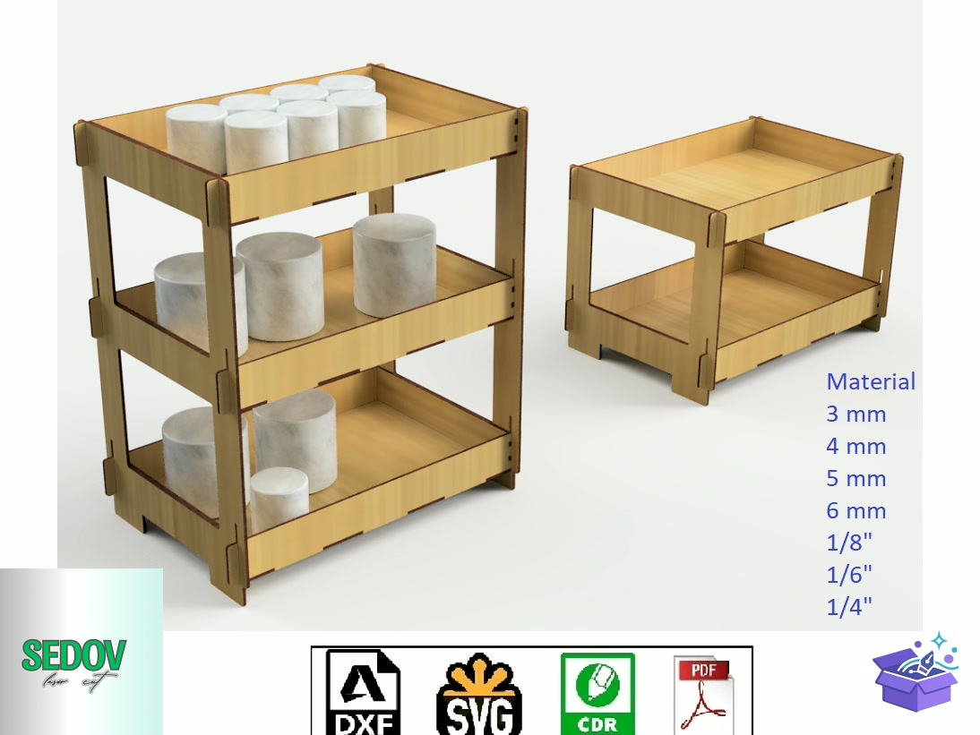 Lazer Kesim Storage Raflar Tool Racks - Lazer Kesim ve Çizim Dosyası (SVG, DXF, EPS, PNG) - detaylı önizleme 5