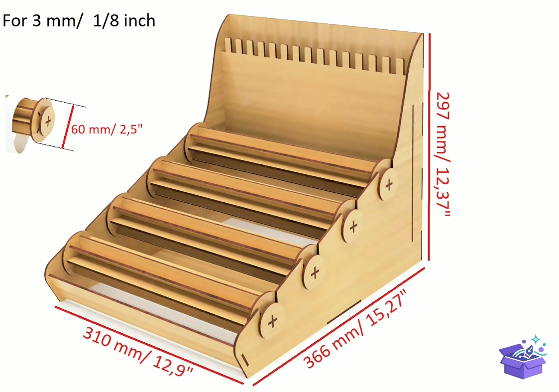 Lazer Kesim Display Stand For Bracelets - Lazer Kesim ve Çizim Dosyası (SVG, DXF, EPS, PNG) - detaylı önizleme 2