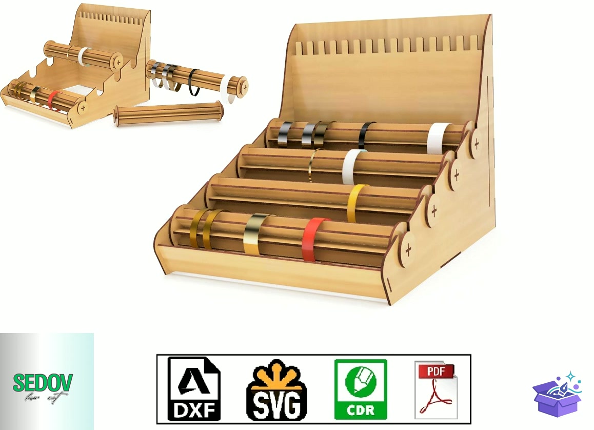 Lazer Kesim Display Stand For Bracelets - Lazer Kesim ve Çizim Dosyası (SVG, DXF, EPS, PNG) - detaylı önizleme 6