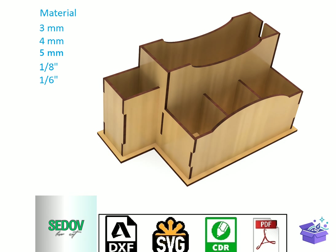Lazer Kesim Napkin Tutucu Spice Rack - Lazer Kesim ve Çizim Dosyası (SVG, DXF, EPS, PNG) - detaylı önizleme 6