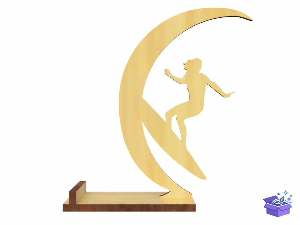 Lazer Kesim Telefon Standı Surfer Figurine - Lazer Kesim ve Çizim Dosyası (SVG, DXF, EPS, PNG) - detaylı önizleme 4