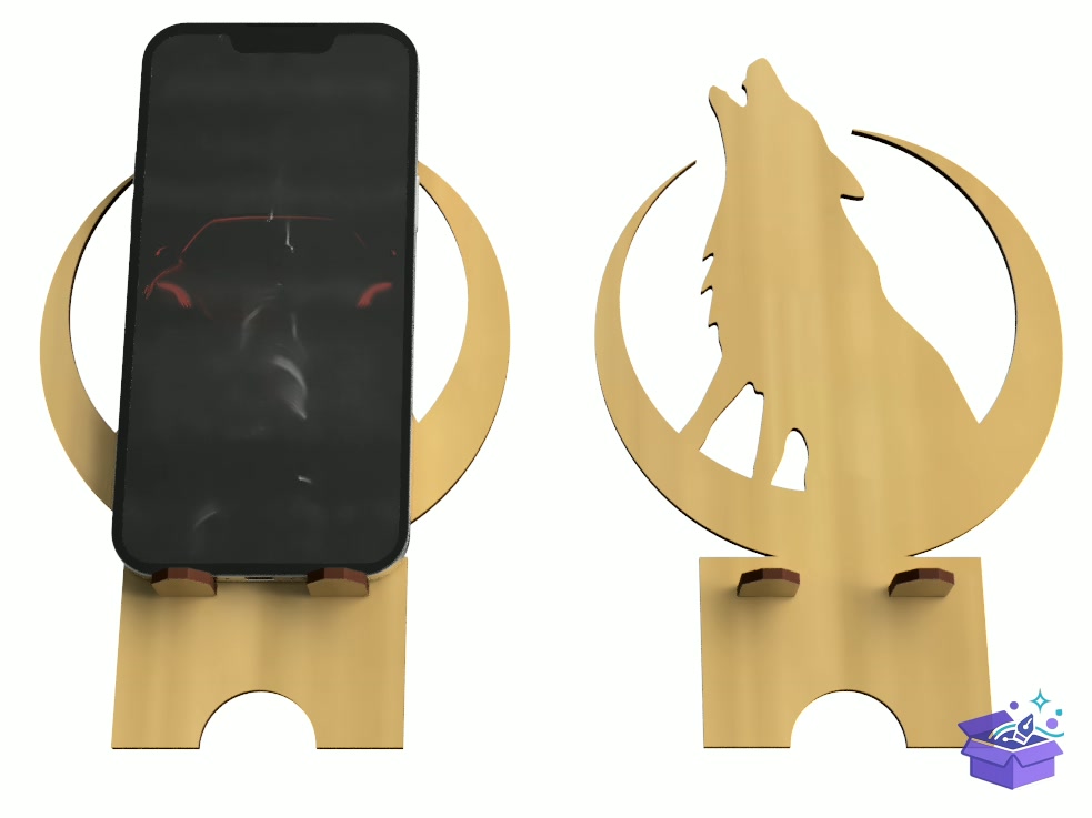 Lazer Kesim Telefon Standı Howling Wolf - Lazer Kesim ve Çizim Dosyası (SVG, DXF, EPS, PNG) - detaylı önizleme 3