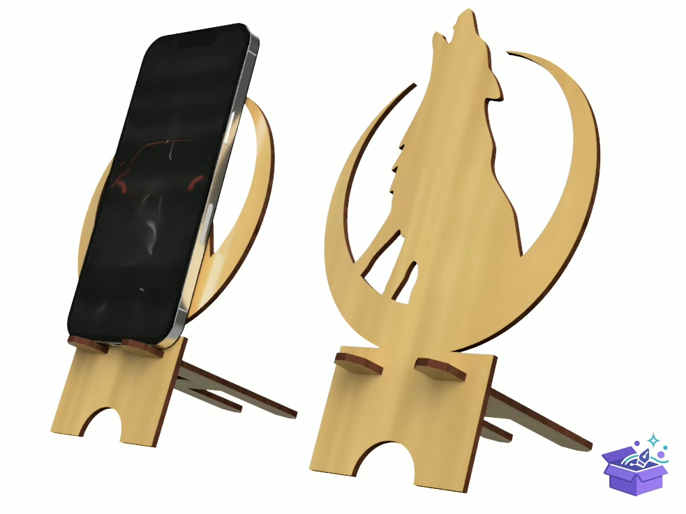 Lazer Kesim Telefon Standı Howling Wolf - Lazer Kesim ve Çizim Dosyası (SVG, DXF, EPS, PNG) - detaylı önizleme 4