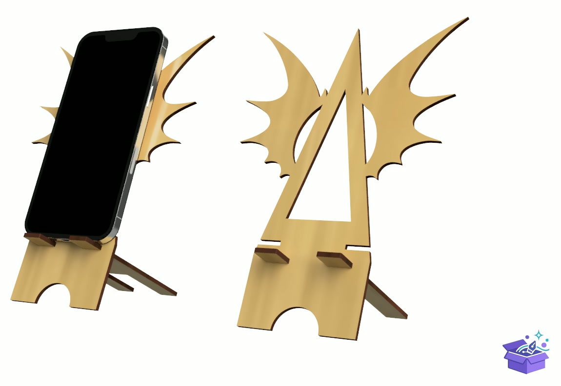 Lazer Kesim Telefon Standı With Bat Wings - Lazer Kesim ve Çizim Dosyası (SVG, DXF, EPS, PNG) - detaylı önizleme 4