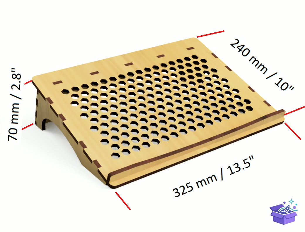 Lazer Kesim Laptop Stand With Ventilation - Lazer Kesim ve Çizim Dosyası (SVG, DXF, EPS, PNG) - detaylı önizleme 2