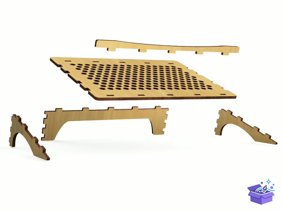Lazer Kesim Laptop Stand With Ventilation - Lazer Kesim ve Çizim Dosyası (SVG, DXF, EPS, PNG) - detaylı önizleme 3