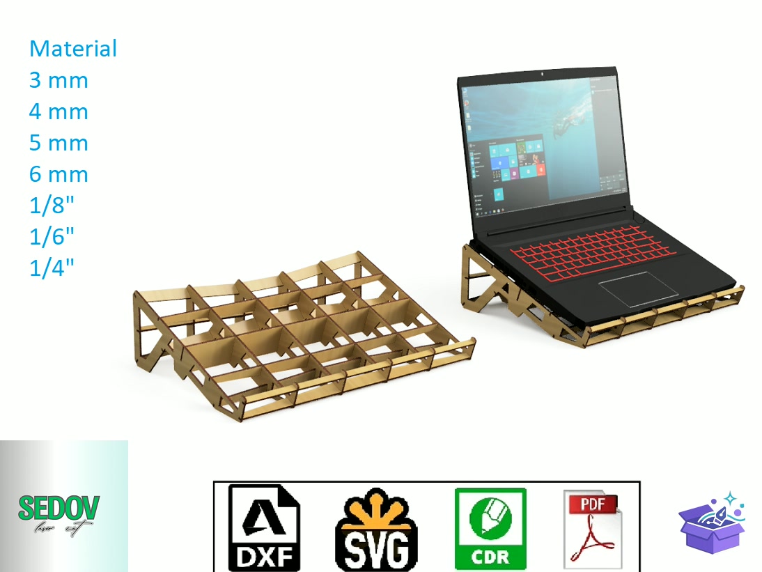 Lazer Kesim Gaming Laptop Stand Şablon - Lazer Kesim ve Çizim Dosyası (SVG, DXF, EPS, PNG) - Lazer Kesim Dosyaları İndir (DXF, SVG, CDR)