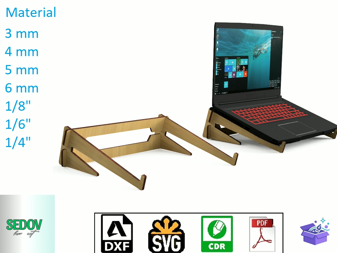 Lazer Kesim Easy Assembly Laptop Stand - Lazer Kesim ve Çizim Dosyası (SVG, DXF, EPS, PNG) - Lazer Kesim Dosyaları İndir (DXF, SVG, CDR)
