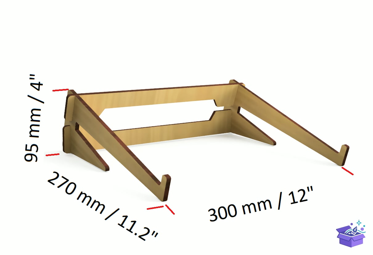 Lazer Kesim Easy Assembly Laptop Stand - Lazer Kesim ve Çizim Dosyası (SVG, DXF, EPS, PNG) - detaylı önizleme 2