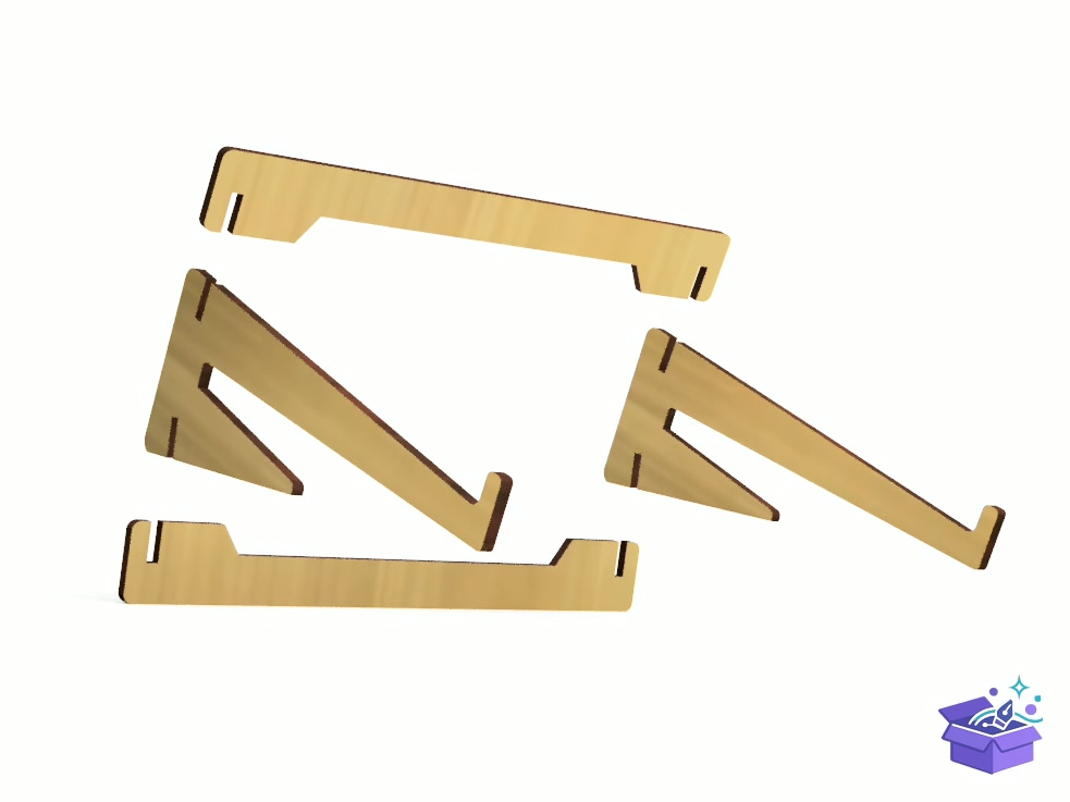 Lazer Kesim Easy Assembly Laptop Stand - Lazer Kesim ve Çizim Dosyası (SVG, DXF, EPS, PNG) - detaylı önizleme 3