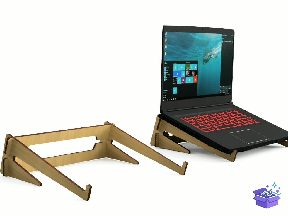 Lazer Kesim Easy Assembly Laptop Stand - Lazer Kesim ve Çizim Dosyası (SVG, DXF, EPS, PNG) - detaylı önizleme 5