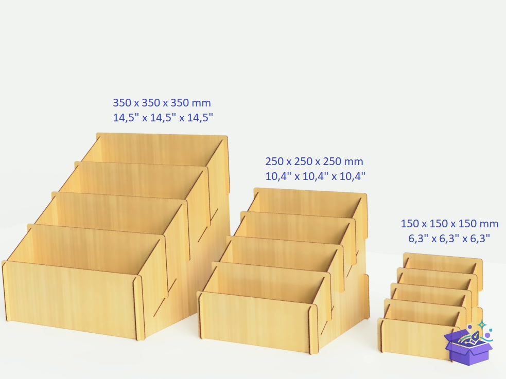Lazer Kesim 4 Tier Display Case 3 Sizes - Lazer Kesim ve Çizim Dosyası (SVG, DXF, EPS, PNG) - detaylı önizleme 2