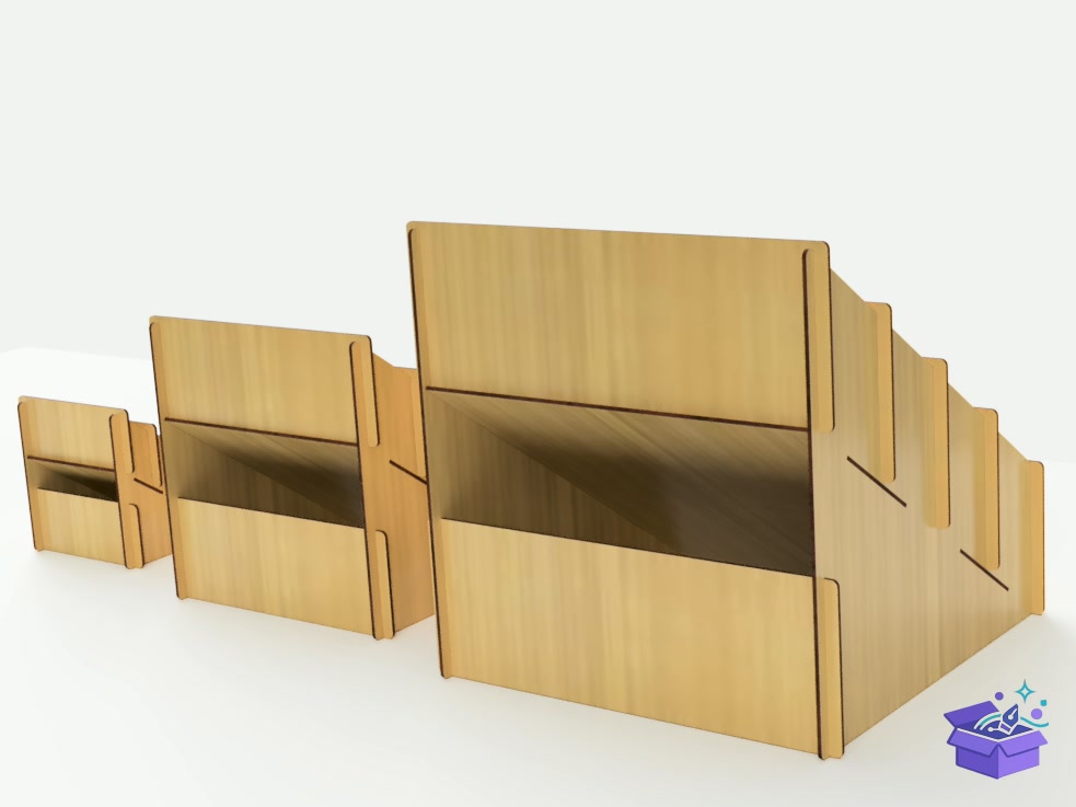 Lazer Kesim 4 Tier Display Case 3 Sizes - Lazer Kesim ve Çizim Dosyası (SVG, DXF, EPS, PNG) - detaylı önizleme 3