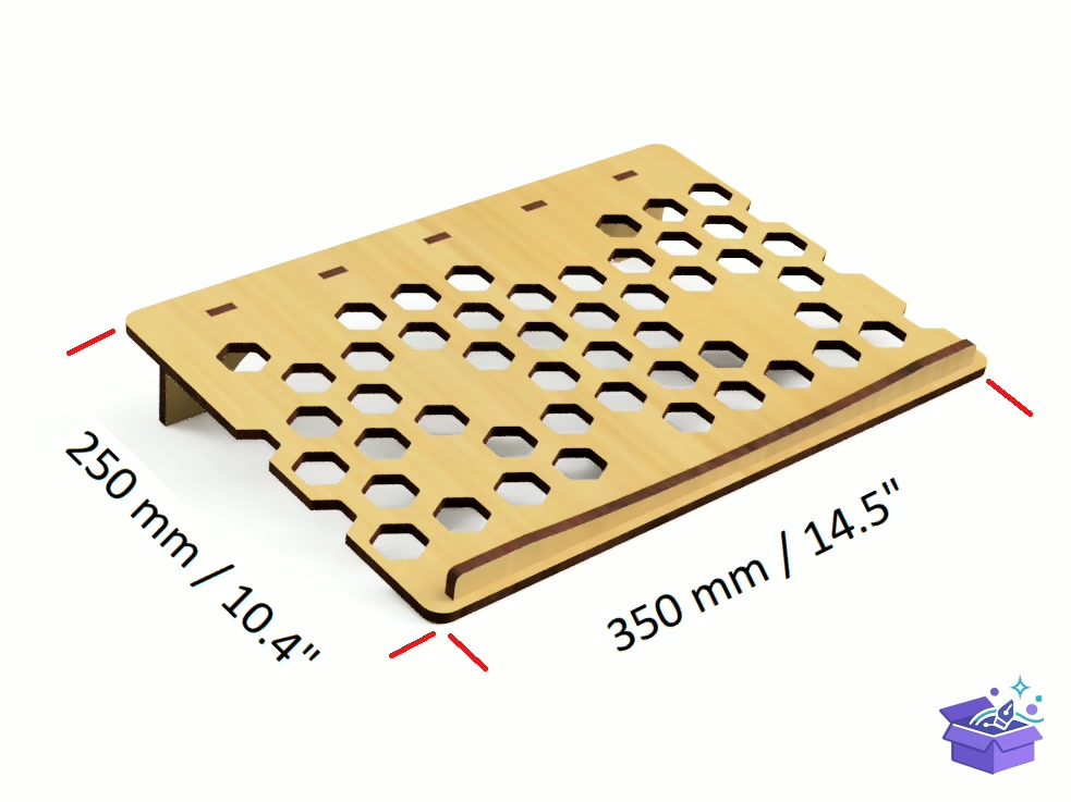 Lazer Kesim Simple Laptop Stand Honeycomb - Lazer Kesim ve Çizim Dosyası (SVG, DXF, EPS, PNG) - detaylı önizleme 2