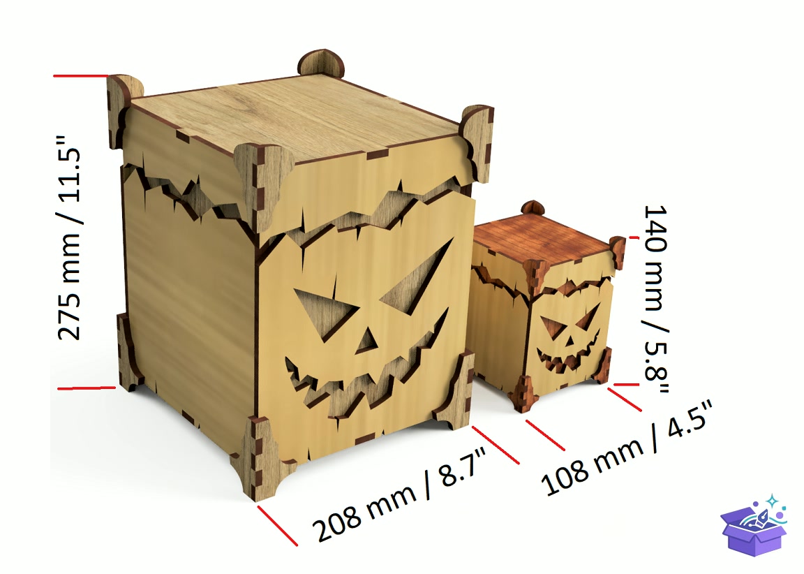 Lazer Kesim Cadılar Bayramı Candy Kutu With Lid - Lazer Kesim ve Çizim Dosyası (SVG, DXF, EPS, PNG) - detaylı önizleme 2