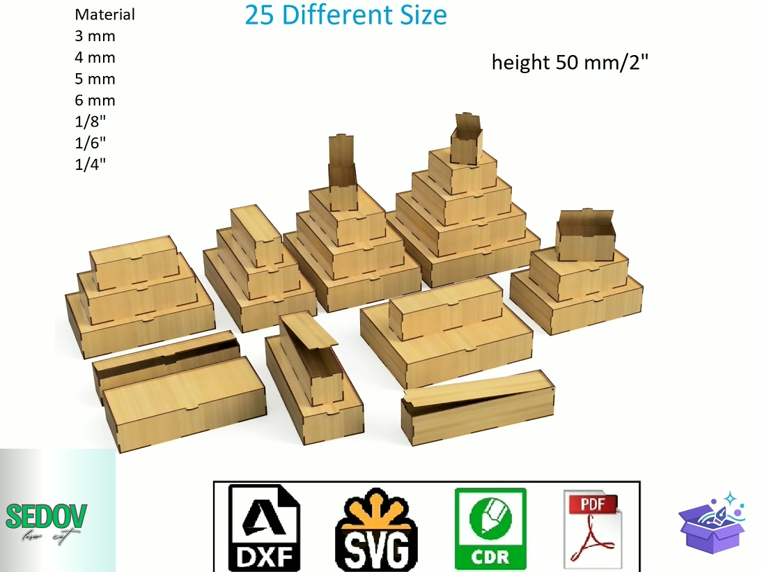 Lazer Kesim Packing Kutu Height 50 Mm - Lazer Kesim ve Çizim Dosyası (SVG, DXF, EPS, PNG) - Lazer Kesim Dosyaları İndir (DXF, SVG, EPS)