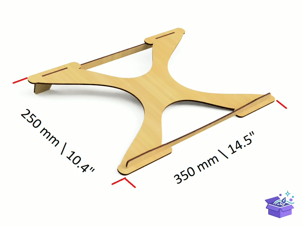 Laser Cut Laptop Stand Şablon - Lazer Kesim ve Çizim Dosyası (SVG, DXF, EPS, PNG) - detaylı önizleme 2