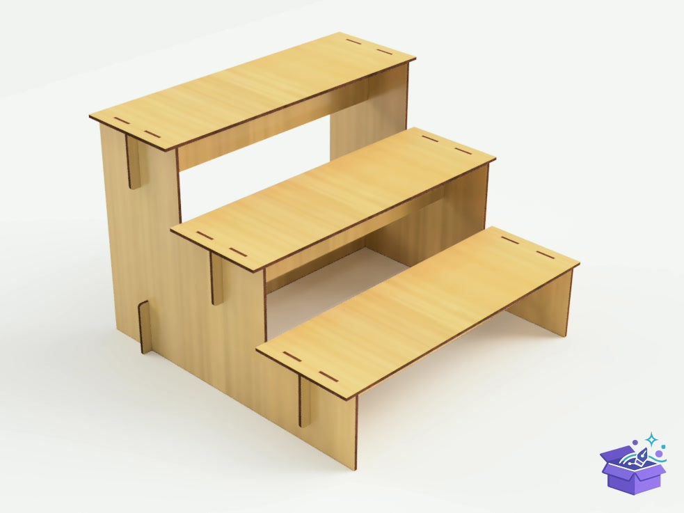 Lazer Kesim Three Level Stand Display - Lazer Kesim ve Çizim Dosyası (SVG, DXF, EPS, PNG) - detaylı önizleme 4