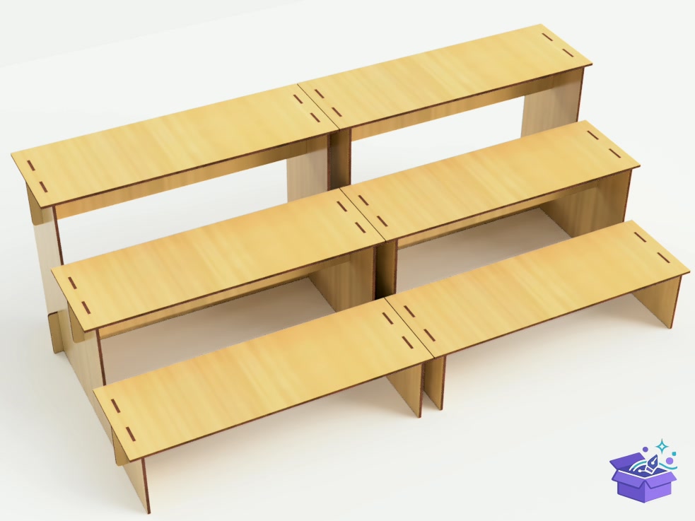 Lazer Kesim Three Level Stand Display - Lazer Kesim ve Çizim Dosyası (SVG, DXF, EPS, PNG) - detaylı önizleme 5