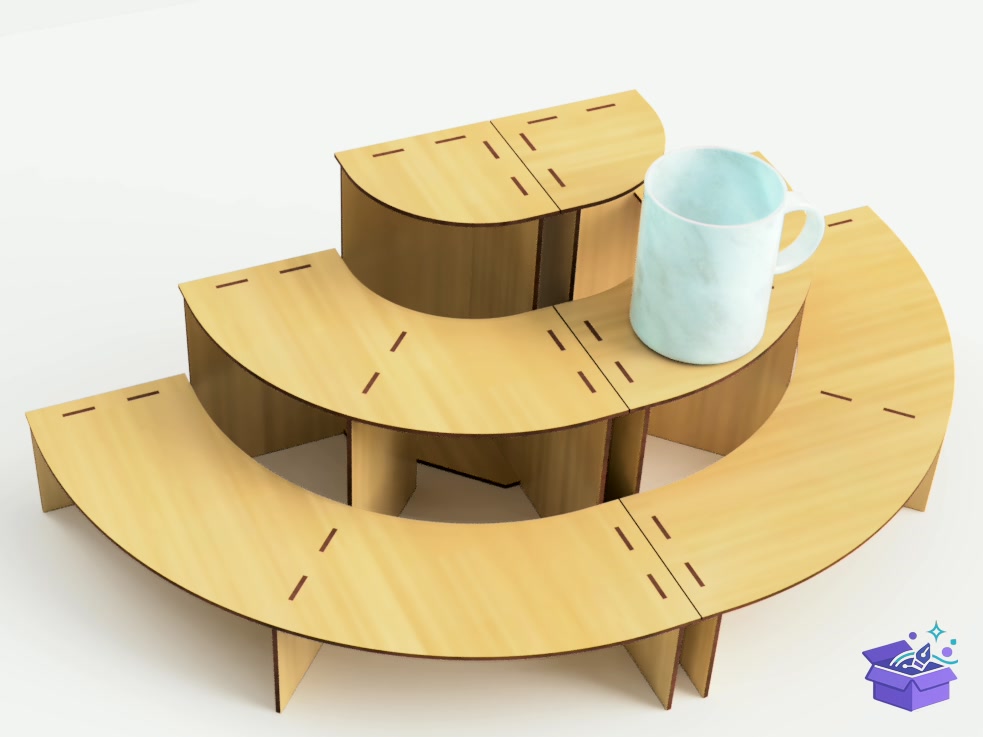 Lazer Kesim Three Level Stand Display - Lazer Kesim ve Çizim Dosyası (SVG, DXF, EPS, PNG) - detaylı önizleme 6
