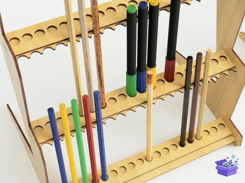 Retail Pen Display Stand Lazer Kesim - Lazer Kesim ve Çizim Dosyası (SVG, DXF, EPS, PNG) - detaylı önizleme 4