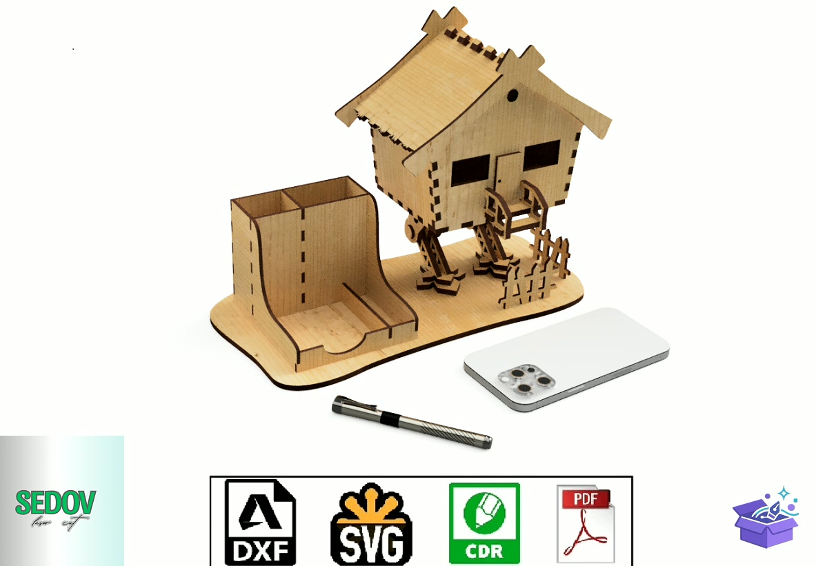Lazer Kesim Baba YAGI's House Organizer - Lazer Kesim ve Çizim Dosyası (SVG, DXF, EPS, PNG) - Lazer Kesim Dosyaları İndir (DXF, SVG, AI)