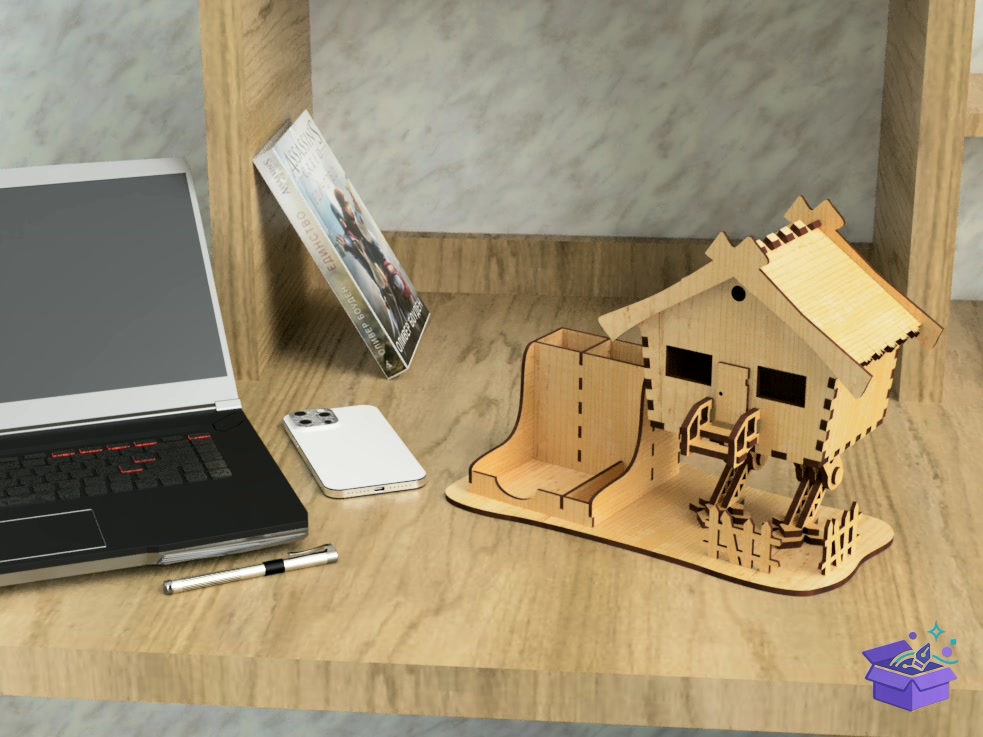 Lazer Kesim Baba YAGI's House Organizer - Lazer Kesim ve Çizim Dosyası (SVG, DXF, EPS, PNG) - detaylı önizleme 2