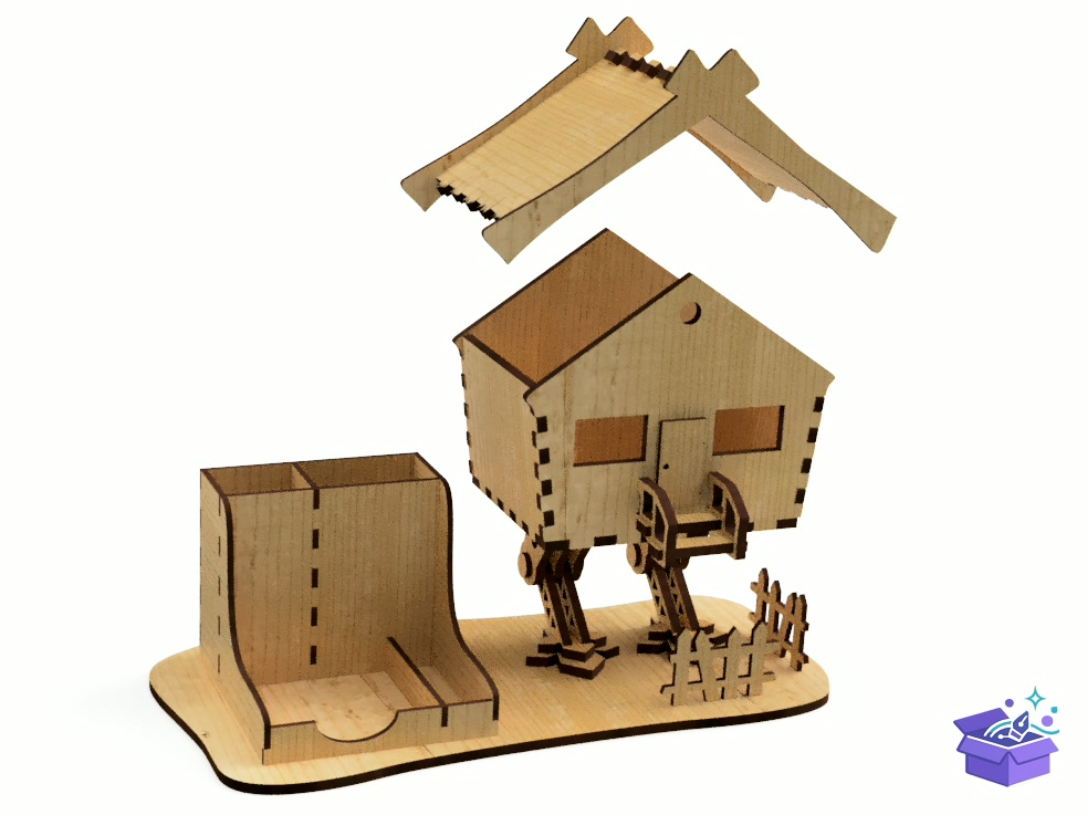 Lazer Kesim Baba YAGI's House Organizer - Lazer Kesim ve Çizim Dosyası (SVG, DXF, EPS, PNG) - detaylı önizleme 3