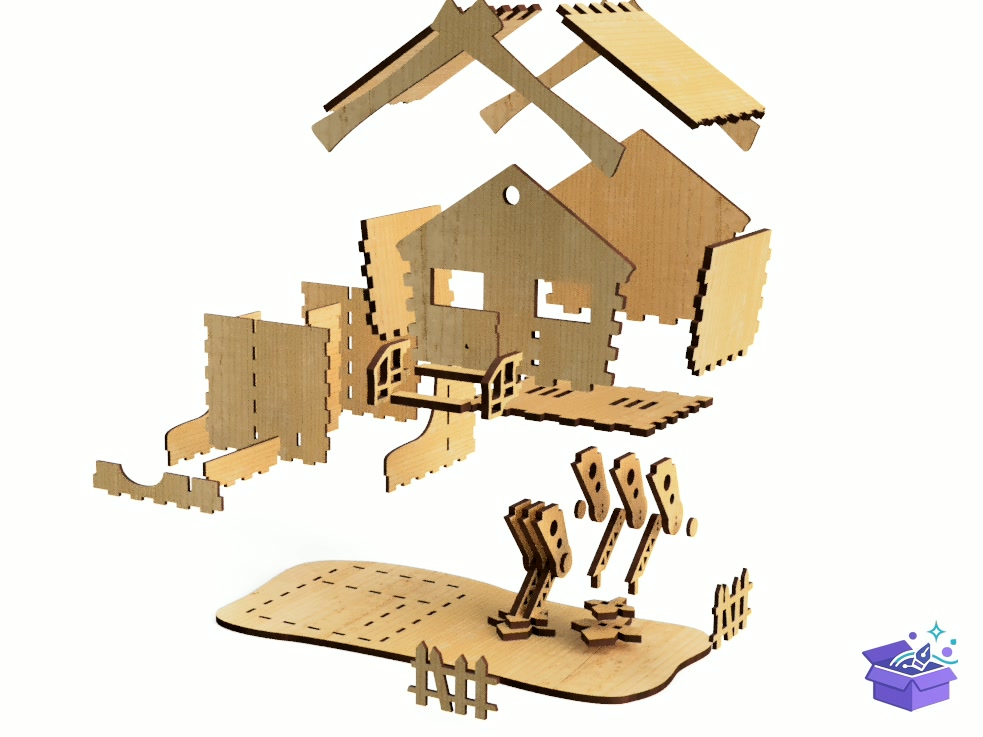 Lazer Kesim Baba YAGI's House Organizer - Lazer Kesim ve Çizim Dosyası (SVG, DXF, EPS, PNG) - detaylı önizleme 4