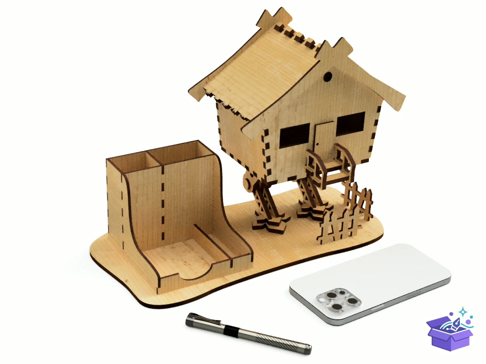 Lazer Kesim Baba YAGI's House Organizer - Lazer Kesim ve Çizim Dosyası (SVG, DXF, EPS, PNG) - detaylı önizleme 5