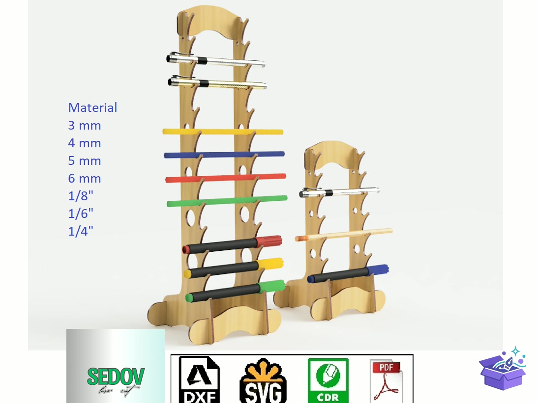 Lazer Kesim Pen Organiser Display Stand - Lazer Kesim ve Çizim Dosyası (SVG, DXF, EPS, PNG) - Lazer Kesim Dosyaları İndir (DXF, SVG, EPS)
