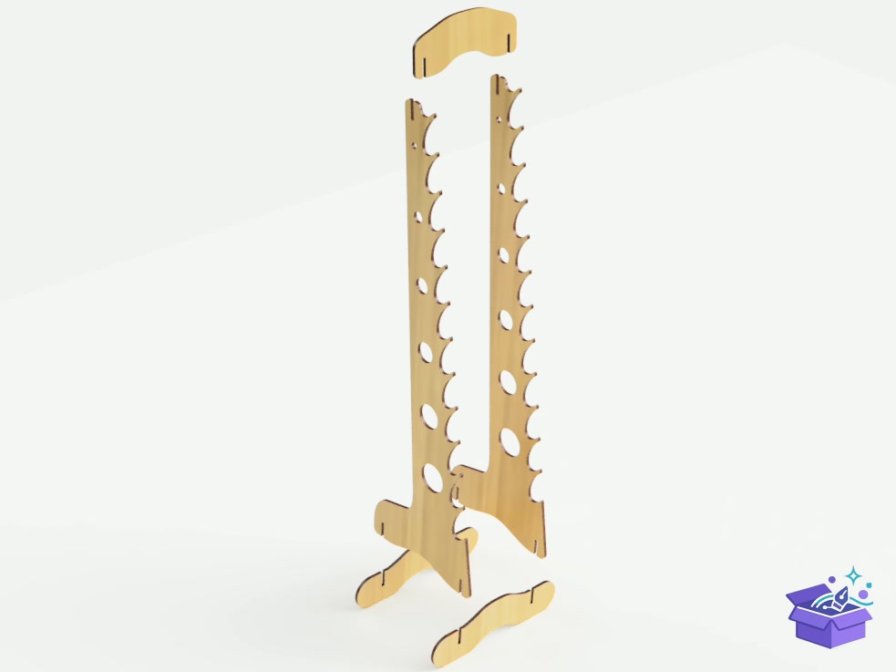 Lazer Kesim Pen Organiser Display Stand - Lazer Kesim ve Çizim Dosyası (SVG, DXF, EPS, PNG) - detaylı önizleme 3