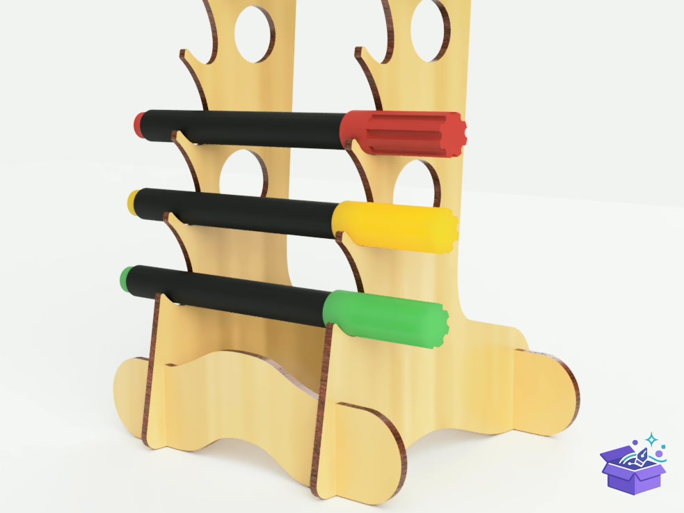 Lazer Kesim Pen Organiser Display Stand - Lazer Kesim ve Çizim Dosyası (SVG, DXF, EPS, PNG) - detaylı önizleme 5