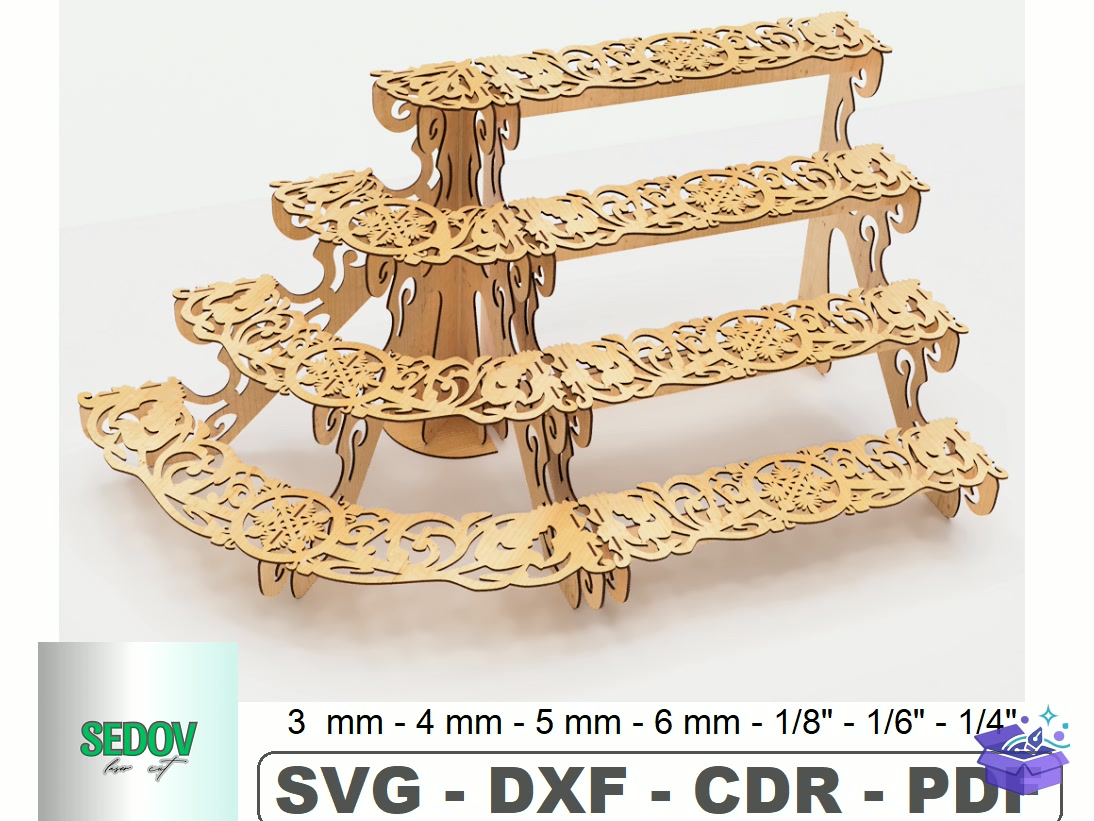 Openwork Display Raflar Laser - Lazer Kesim ve Çizim Dosyası (SVG, DXF, EPS, PNG) - detaylı önizleme 2