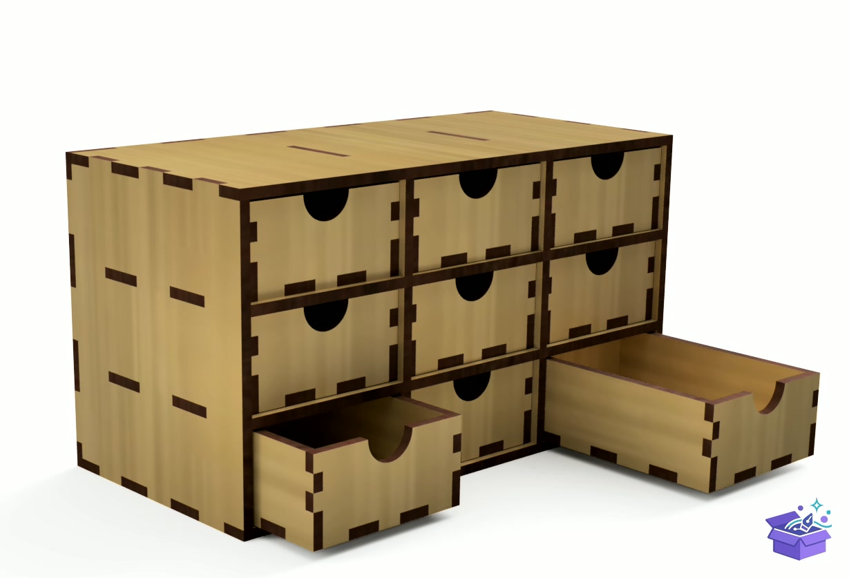 Lazer Kesim Drawer Organizer Storage Kutu - Lazer Kesim ve Çizim Dosyası (SVG, DXF, EPS, PNG) - detaylı önizleme 2