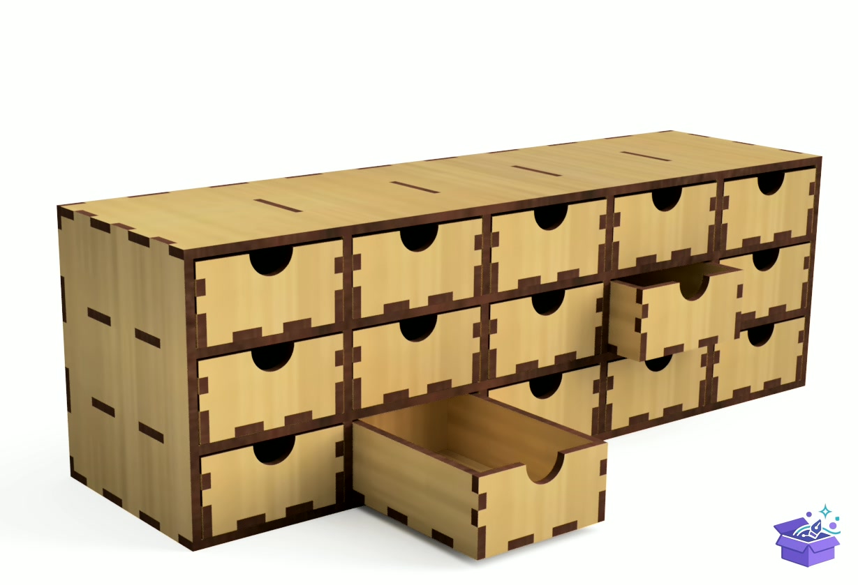 Lazer Kesim Drawer Organizer Storage Kutu - Lazer Kesim ve Çizim Dosyası (SVG, DXF, EPS, PNG) - detaylı önizleme 4