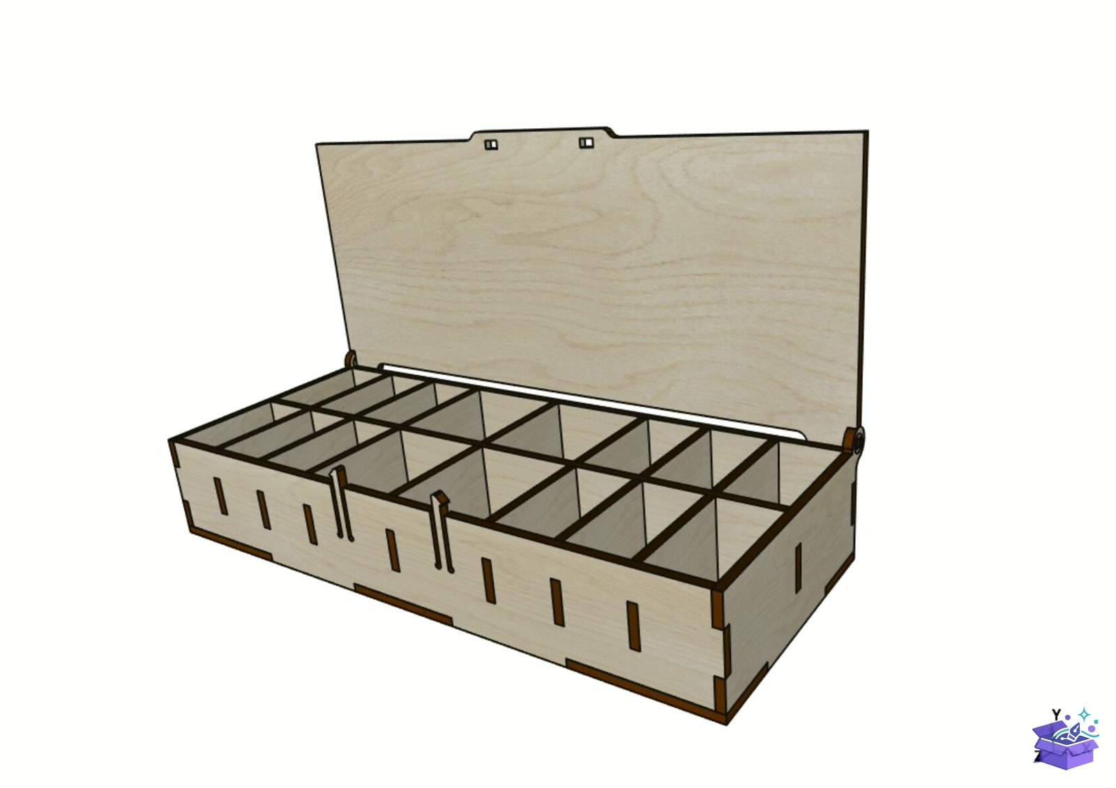 Lazer Kesim Snap Kutu Flip Top Organizer - Lazer Kesim ve Çizim Dosyası (SVG, DXF, EPS, PNG) - detaylı önizleme 2