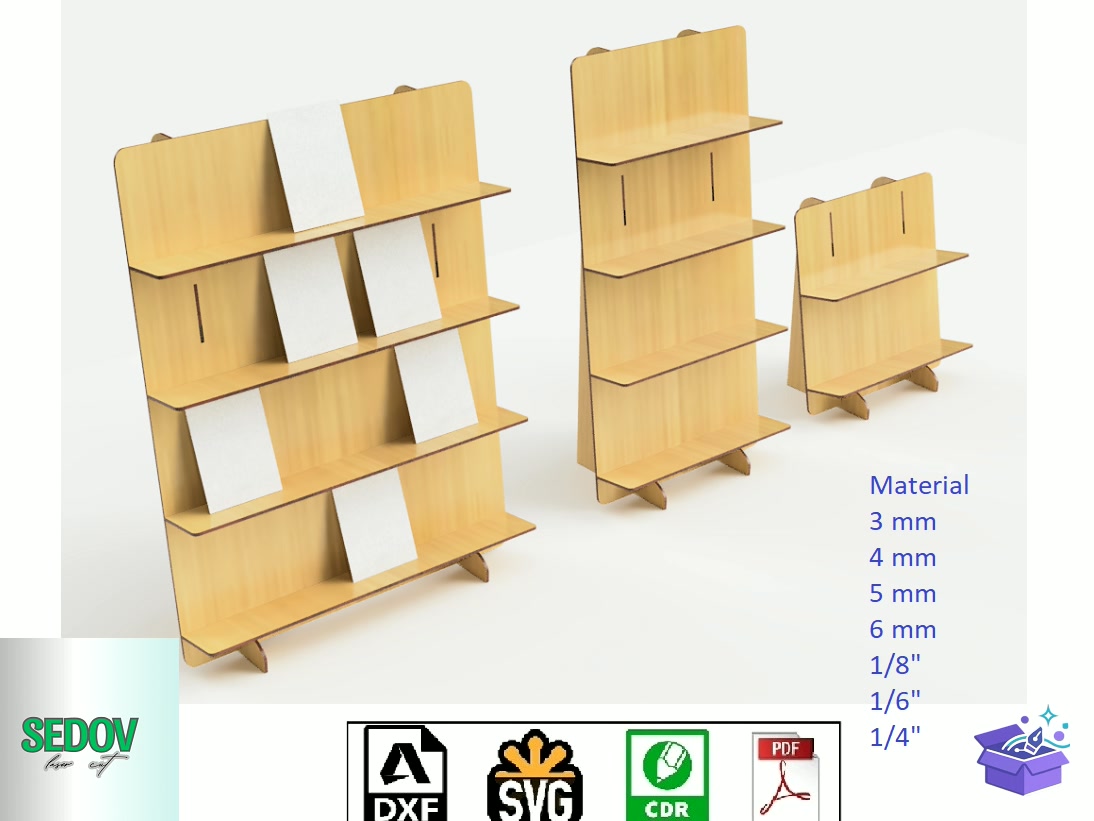 Lazer Kesim Retail Raflar 3 Sizes - Lazer Kesim ve Çizim Dosyası (SVG, DXF, EPS, PNG) - Lazer Kesim Dosyaları İndir (DXF, SVG, AI)