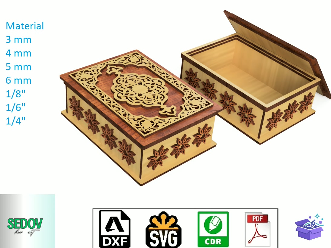 Lazer Kesim Takı Aksesuar Kutu İn Oriental Style - Lazer Kesim ve Çizim Dosyası (SVG, DXF, EPS, PNG) - Lazer Kesim Dosyaları İndir (DXF, SVG, CDR)